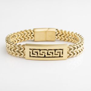 دستبند مردانه استیل ورساچه طلایی مگنتی