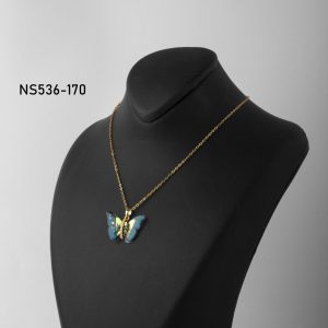 گردنبند استیل طرح پروانه آبی