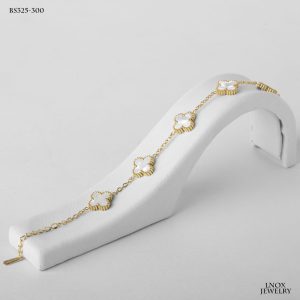 دستبند ونکلیف سفید طلایی زنانه